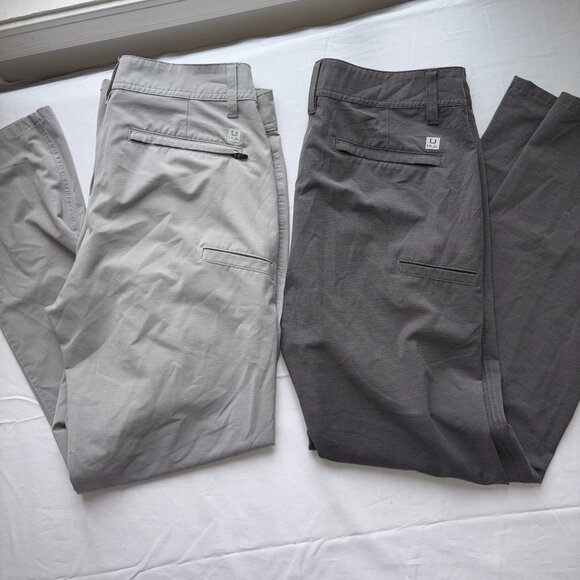TWO (2) PAIR HUK FISHING PERFORMANCE PANTS MEN - SIZE 30 - LIGHT & DARK GRAY - Picture 1 of 15